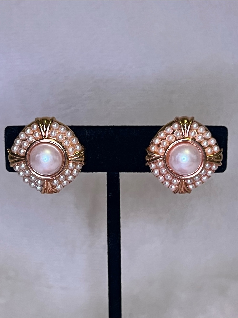 Napier Faux Pearl Cluster Clip On Earrings